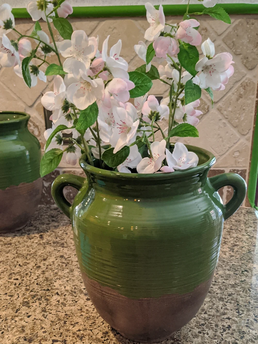 Southern Living at Home Olive Jar Du Mar Olive Green & Sandstone Glazed Pottery
